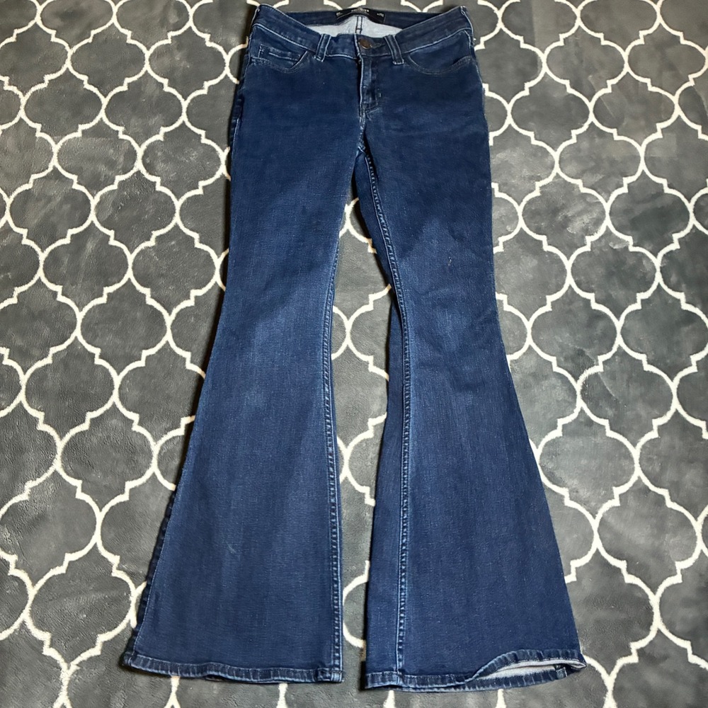 Hollister Low Rise Flare Jeans Womens 0S W25S Dark Wash Classic Stretch Denim